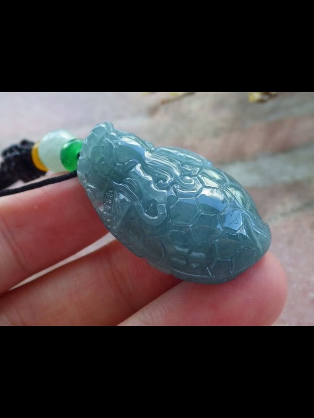 Certificate Jadeite jade water blue green Peace Dragon Turtle Pendant